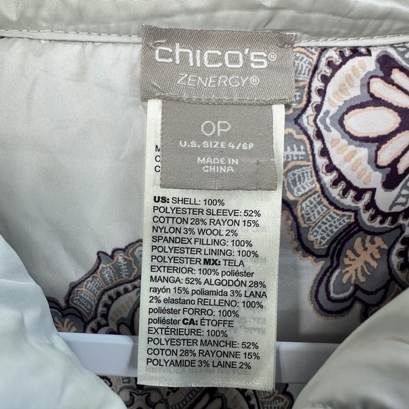 Chico's‎ Zenergy Women's Convertible Puffer Jacket Size SP Gray Zip Off Sleeves - Picture 2 of 6